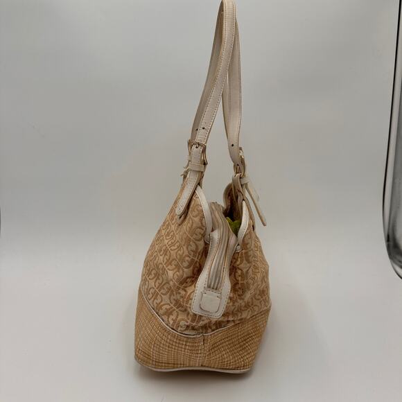 Fossil Monogram Canvas Brown Shoulder Satchel Purse - Picture 11 of 13